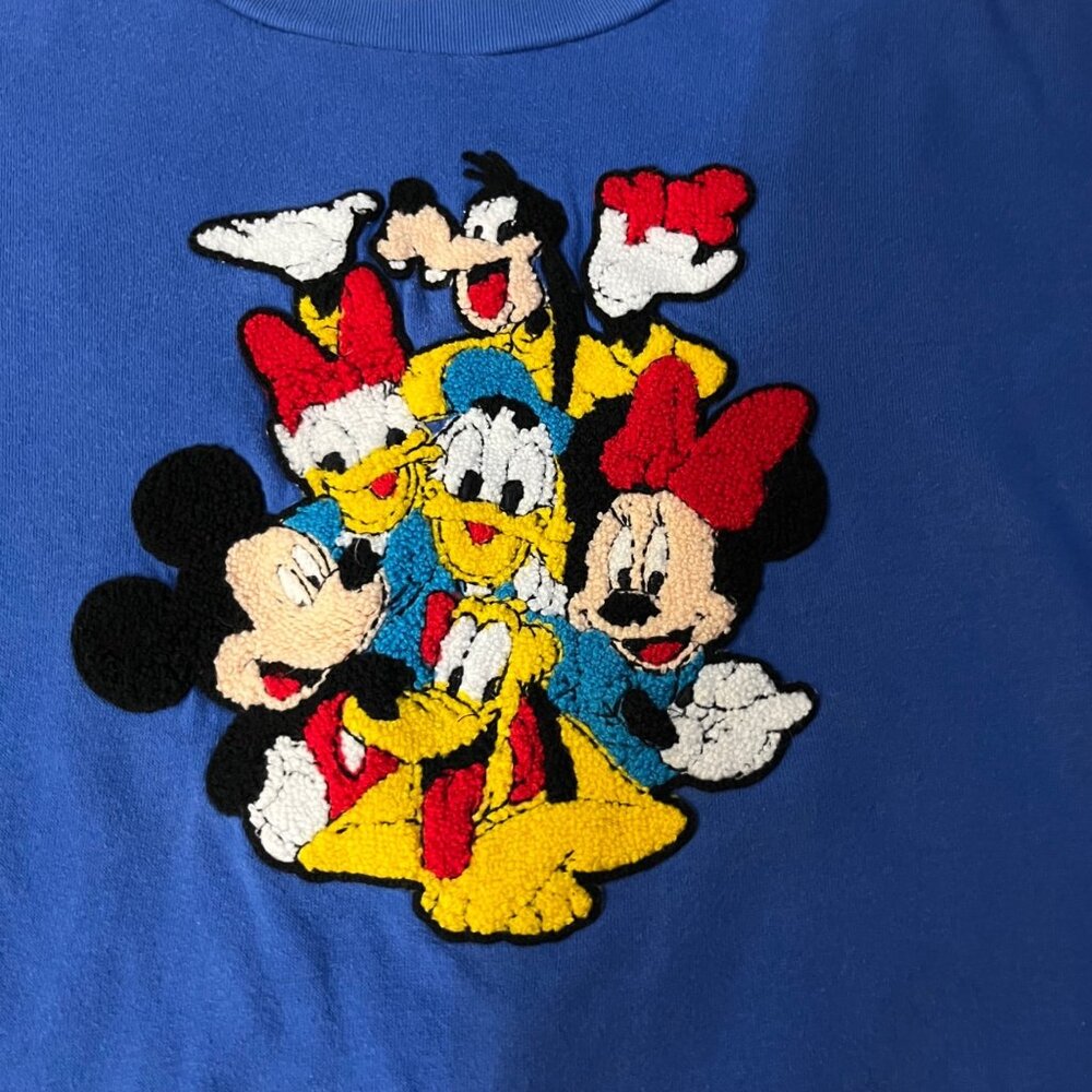 Disney Youth L? Sweatshirt Mickey Minnie Goofy Donald Blue Used - Picture 6 of 16
